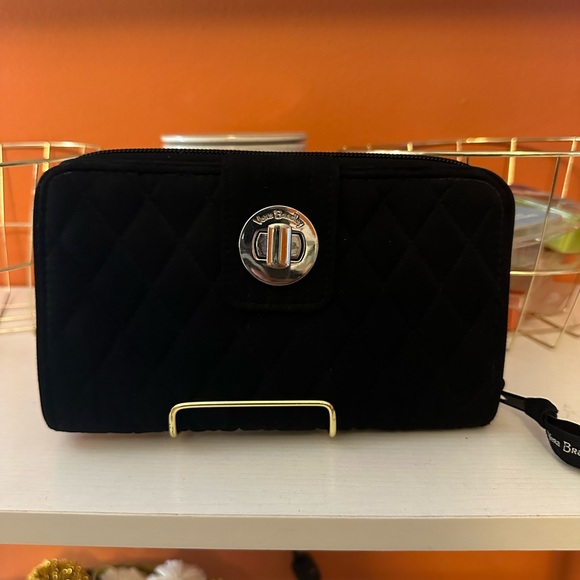 Vera Bradley Handbags - VERA BRADLEY Black Quilted Wallet with Turn-Lock